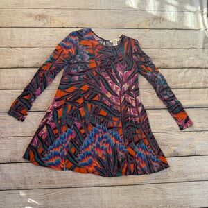 Mara Hoffman Herbarium Swing Dress Persimmon Abstract Print Long Sleeve Medium